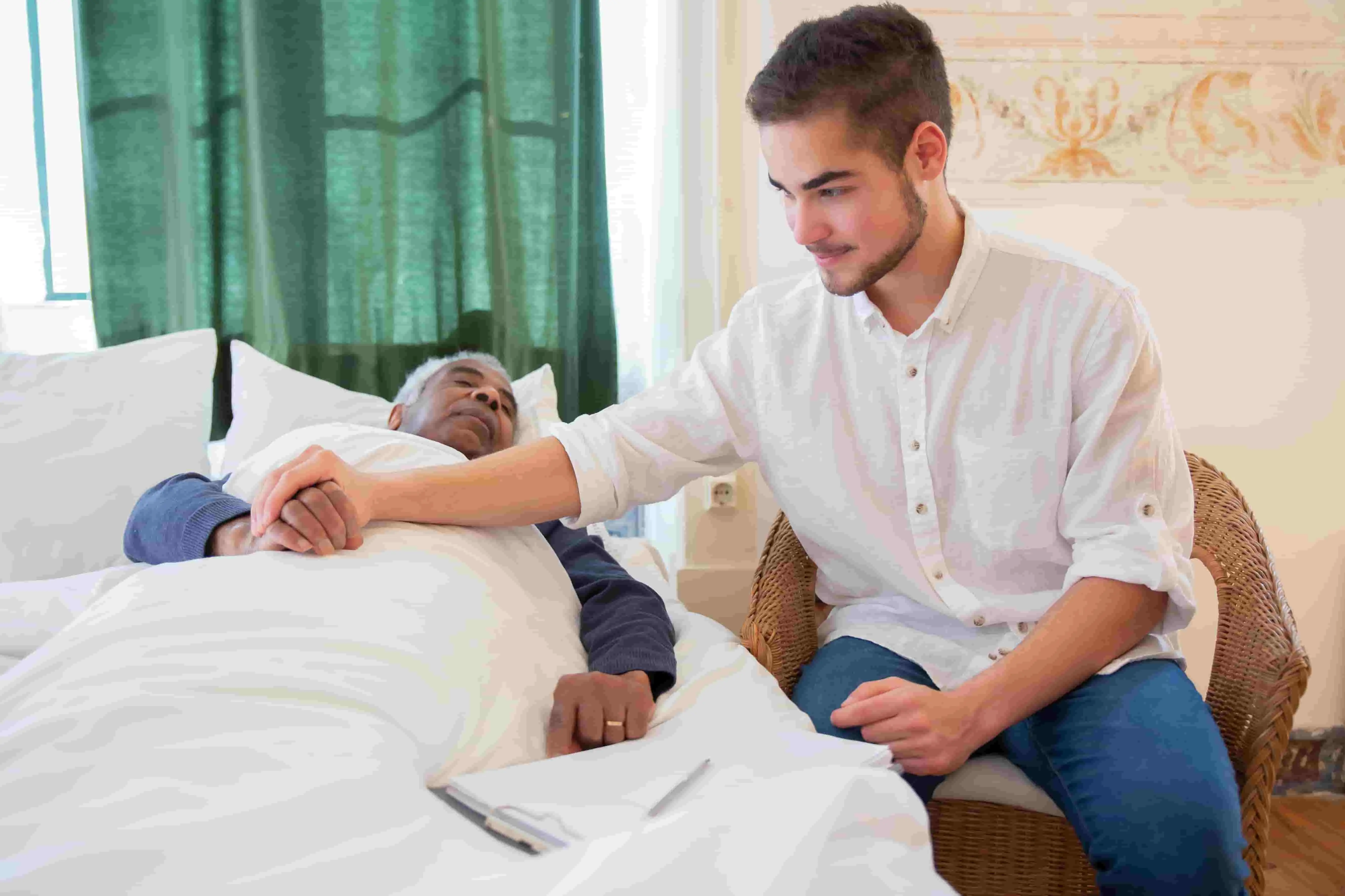 A man taking care of the elderly